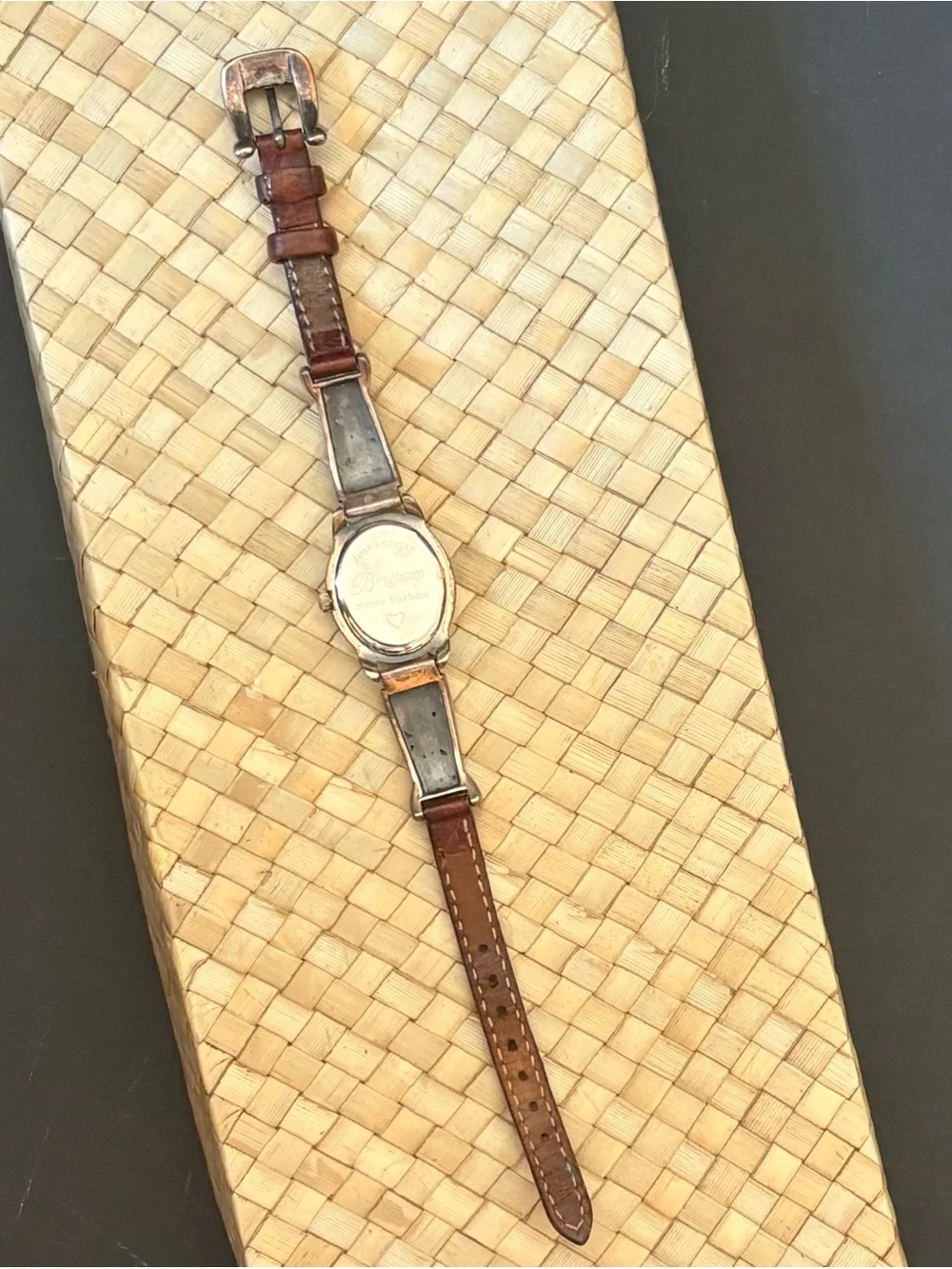 Brighton Brown Leather Watch with Silver Filigree Accents
